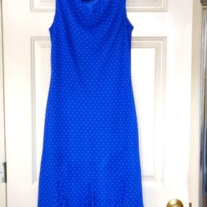 CHAPS by Ralph Lauren Beautiful Sleeveless Royal Polka Dot, Ruffle Hem dress. 12
